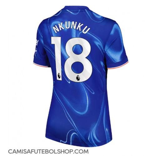 Camisa de time de futebol Chelsea Christopher Nkunku #18 Replicas 1º Equipamento Feminina 2024-25 Manga Curta